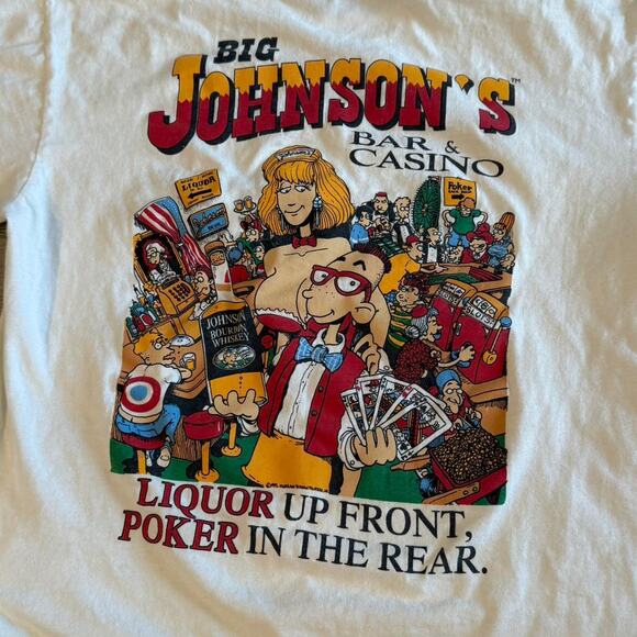 1992 Big Johnson’s Bar & Casino Tee, Single Stitch, Size L - Picture 7 of 8